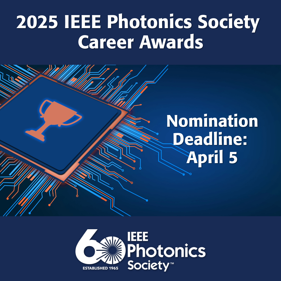 OFC Conference (@ofcconference) on Twitter photo #OFC25 attendees! Nominations are open for the 2025 <a href="/IEEEPhotonics/">IEEE Photonics Society</a> Career Awards!
Aron Kressel Award
Engineering Achievement Award
Quantum Electronics Award
William Streifer Scientific Achievement Award
Submit nominations by 4 April: bit.ly/4bG2nBq #OFC25 attendees! Nominations are open for the 2025 <a href="/IEEEPhotonics/">IEEE Photonics Society</a> Career Awards!
Aron Kressel Award
Engineering Achievement Award
Quantum Electronics Award
William Streifer Scientific Achievement Award
Submit nominations by 4 April: bit.ly/4bG2nBq