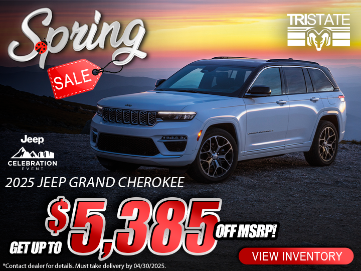 TriStateCDJR's tweet photo. 🌟 April Specials at Tri-State CDJR! 🌟

Hop into spring with incredible savings on the new Jeep Grand Cherokee! Take advantage of low financing, special lease deals, and trade-in bonuses this month. 

#TriStateCDJR #AprilSpecials

https://t.co/hxAozp7Eor https://t.co/phPUADkL4E