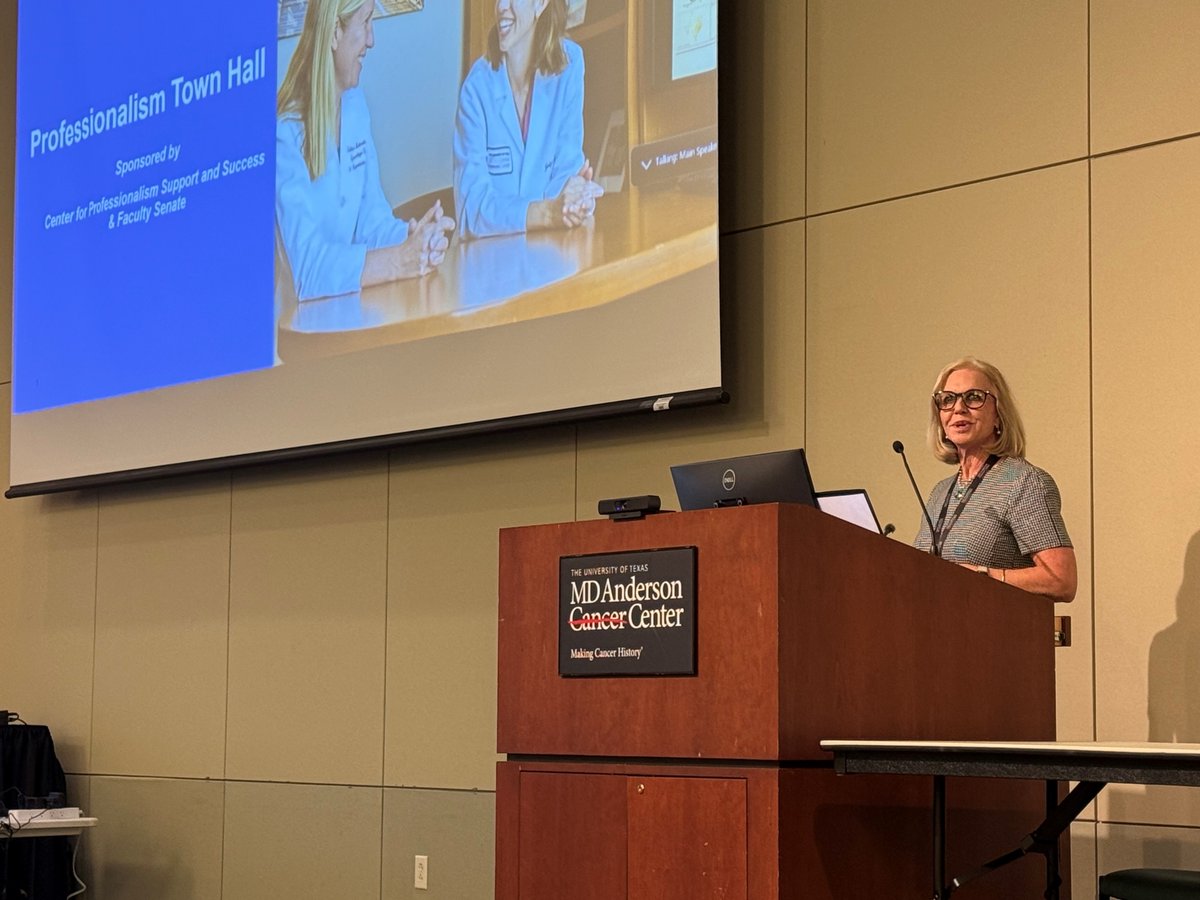 ppisters's tweet photo. It was great to join our @MDAndersonNews faculty at this morning's Professionalism Town Hall. Thanks to Dr. Gerald Hickson for the valuable keynote with insights on enhancing the practice of professionalism to support our values-based leadership culture. #EndCancer https://t.co/b5PIVN3EbJ