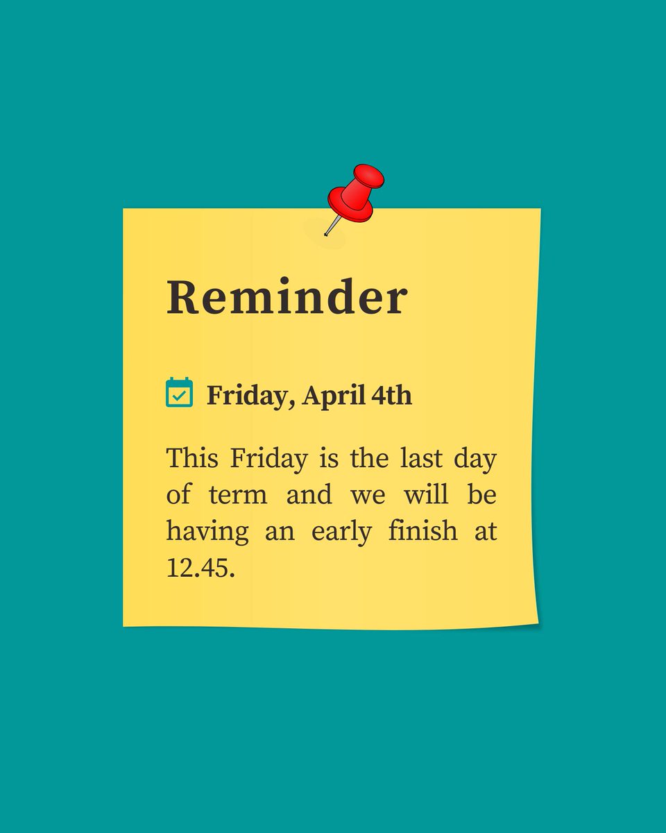 Reminder ahead of the last day of term tomorrow. 📢 #ThisIsCourtFields2025