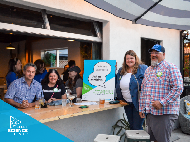 fleetscience's tweet photo. Two Scientists Walk Into a Bar is headed to Duck Foot Brewing Company and 619 Spirits North Park tonight to discuss all things biomedical science, environmental engineering and biotechnology! Join us for great convos and great drinks. ๐ป๐ซ #2Scientists https://t.co/6yYPsGQxrs https://t.co/RxIHlXB818