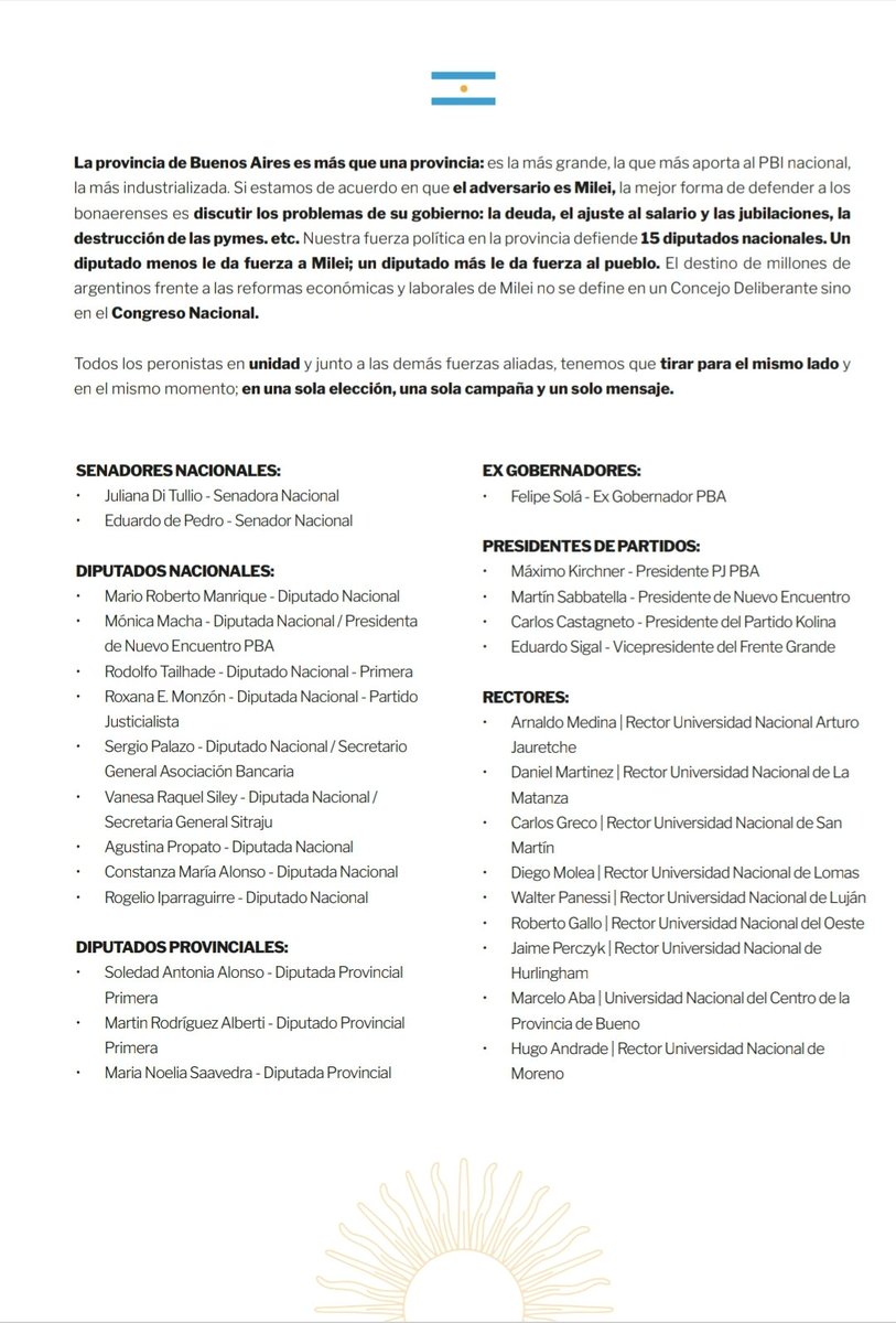 marielfmoreno1's tweet photo. Carta abierta a la militancia. Una sola nación, una sola provincia, una sola elección. https://t.co/wWSMHFcu4e