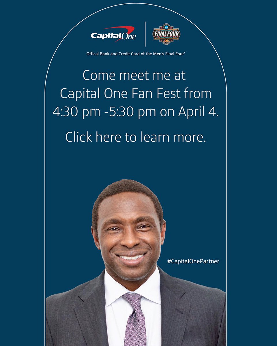 CoachAvery6's tweet photo. Come hang with me and Capital One tomorrow at Capital One Fan Fest from 4:30 PM to 5:30 PM in San Antonio at the 2025 NCAA Men’s Final Four!
#marchmadness #finalfour #sanantonio #captialone https://t.co/MMiwzcMTnp
