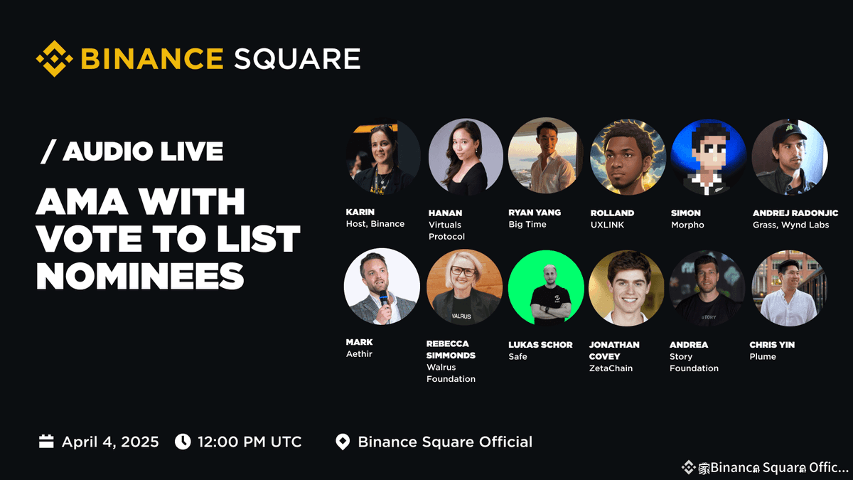 🔊 🎉 Join us and the other nominees in the official Binance Square AMA on April 4, 2025, at 12:00 PM UTC! 🥳 

binance.com/en/square/post…