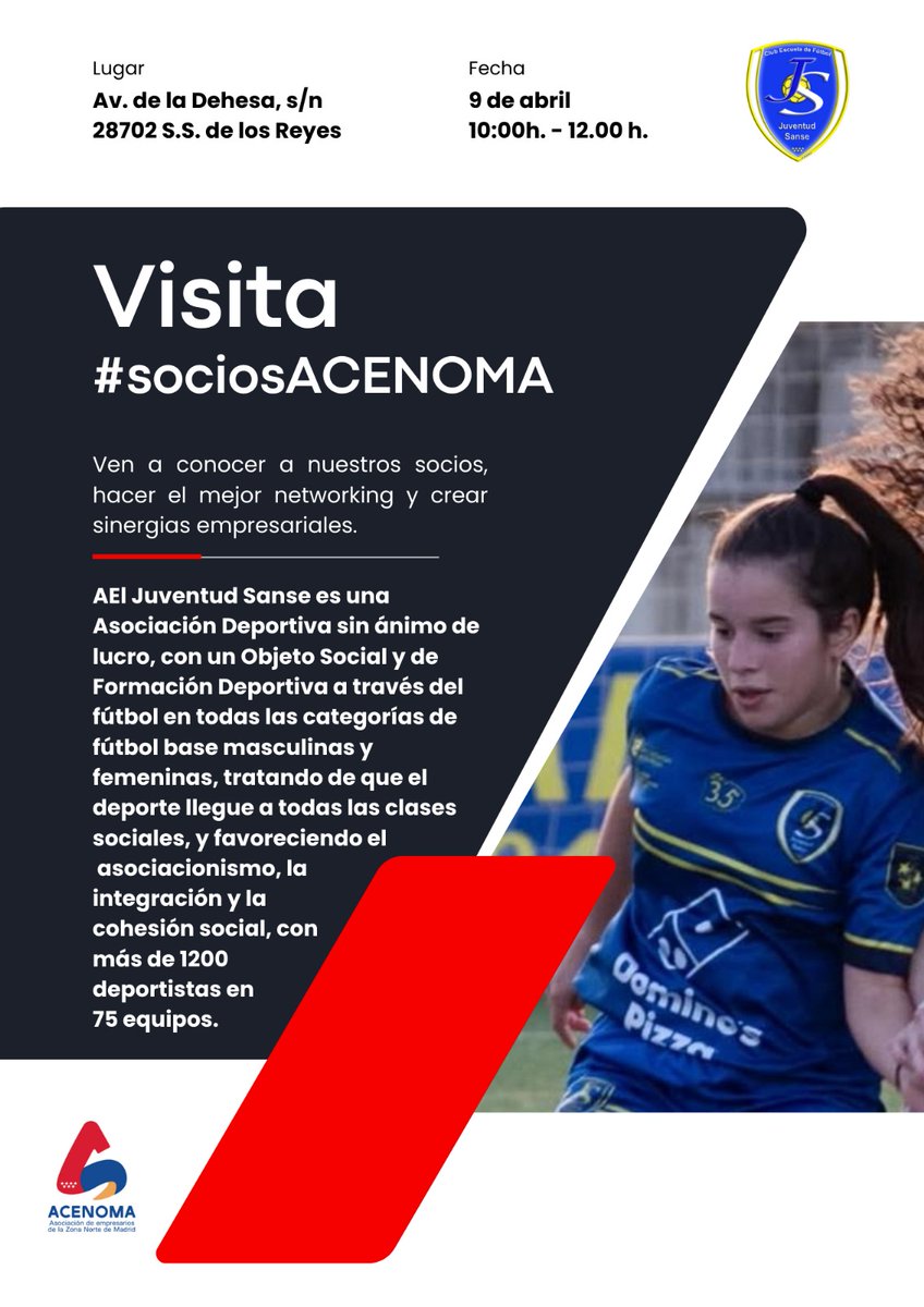 Nueva visita #SociosAcenoma . El próximo 9 de abril vente a conocer <a href="/JuventudSanse/">Juventud Sanse</a> y vive una jornada de #networking y #sinergias empresariales.
Inscripciones: forms.gle/pqZpNfjRqLKMjQ…
#Sanse #SansebastiandelosReyes #ZonaNortedeMadrid