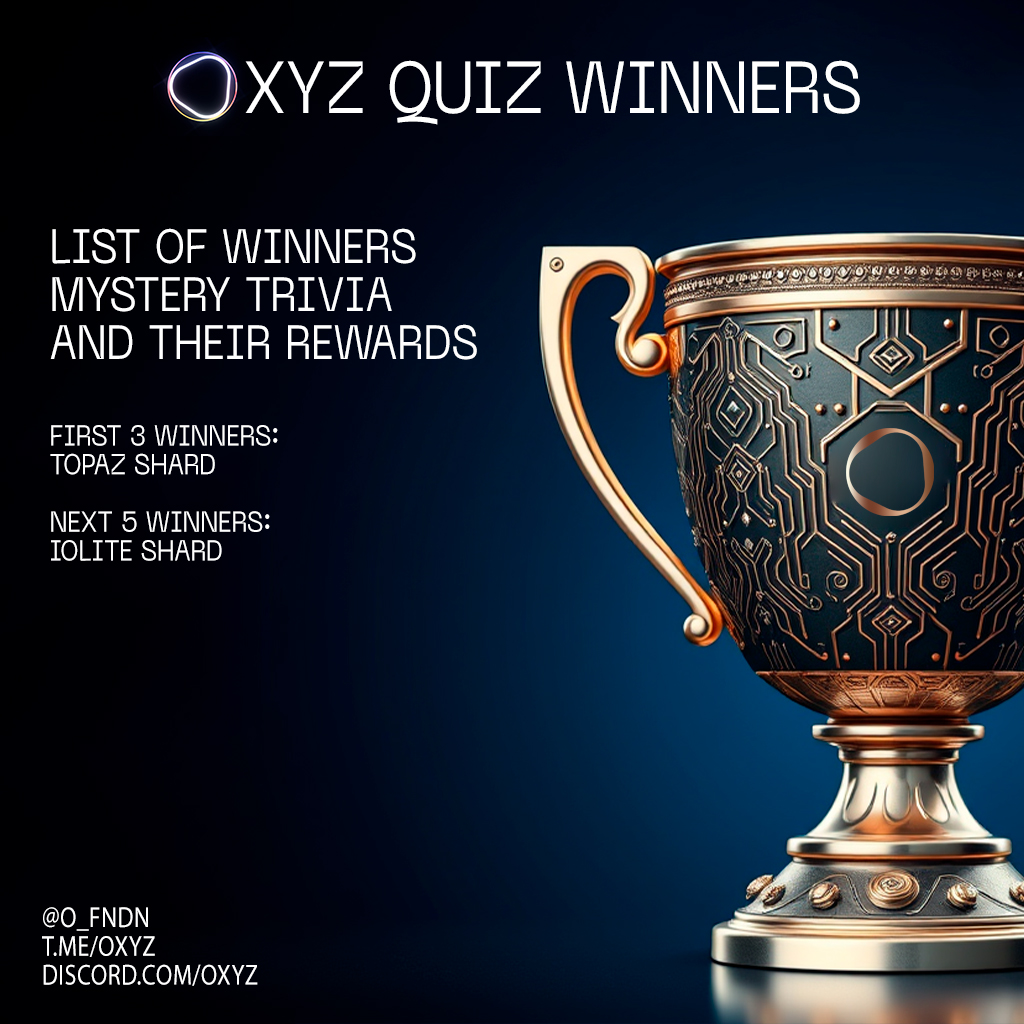 farahpain's tweet photo. OXYZ MYSTERY TRIVIA WINNERS:
1. @amameetyoshi 
2. @mvkz1337 
3. @cryptowingX 
4. @kevchez96
5. @Karen0703koharu 
6. @Irias22Mari 
7. @karinalisett15
8. @Hmin211 

Congratulations! 🔥 https://t.co/7PKGI0WYzw
