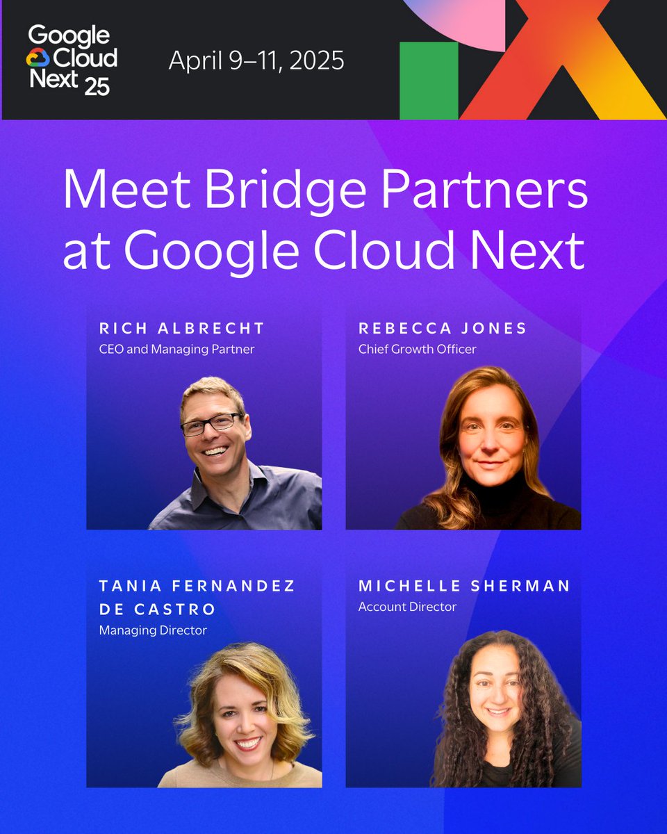 Big news: Bridge Partners is heading to #GoogleCloudNext—and we’re bringing an exceptional team with us. From April 9–11, you’ll find us in Las Vegas, discussing all things growth, #Googlepartner ecosystem, and #GTM strategy. Will you be there?