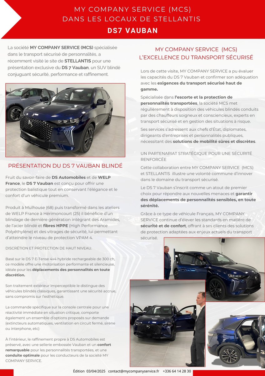 SecurityDriver1's tweet image. MY COMPANY SERVICE (MCS) et la DS7 VAUBAN
