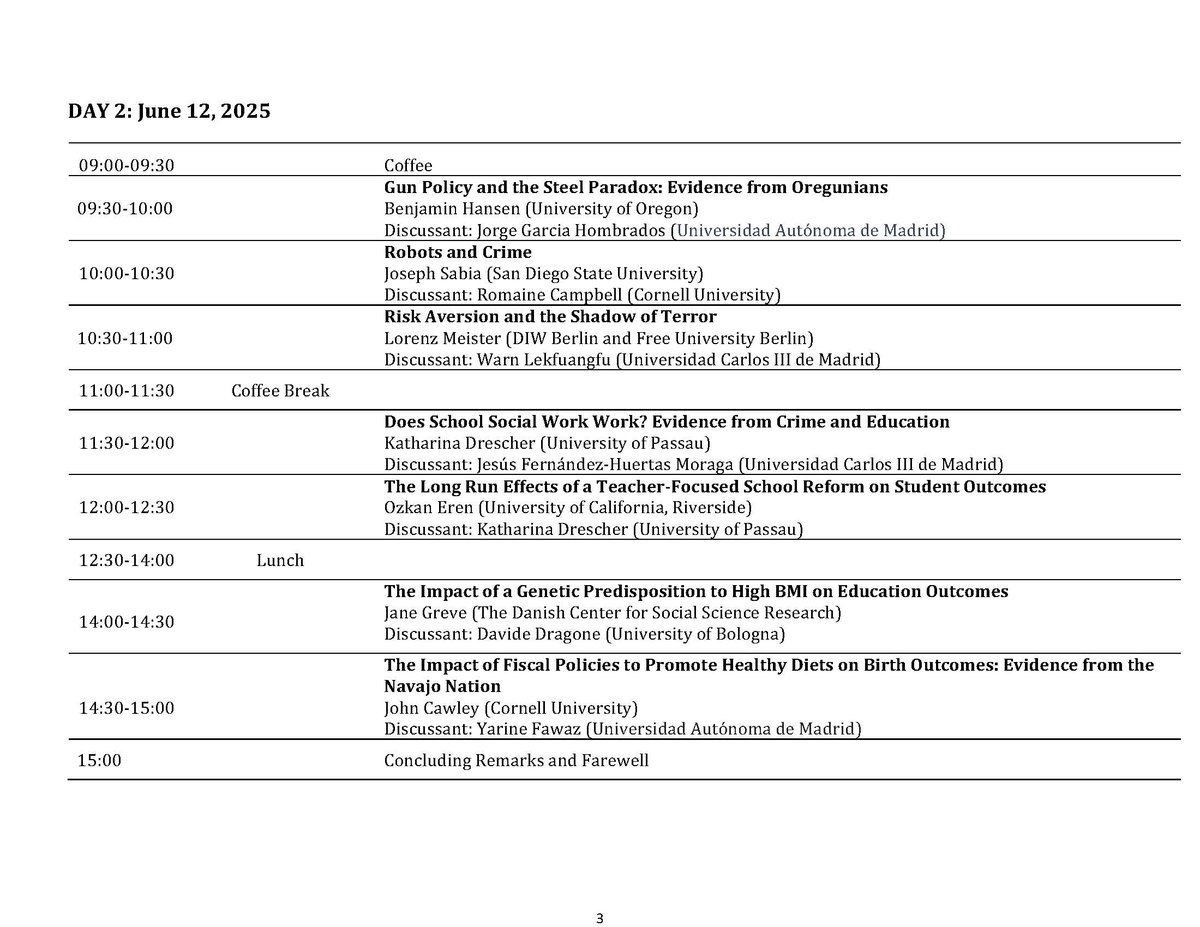 πΌπ£πππ πππππ (@erdal_tekin_) on Twitter photo π’Excited to share the program for <a href="/AU_SPA/">School of Public Affairs</a> 's annual Workshop on the Economics of Risky Behavior. The 14th workshop will take place on June 11β12 in Madrid β featuring a range of important topics and a keynote by Janet Currie. π’Excited to share the program for <a href="/AU_SPA/">School of Public Affairs</a> 's annual Workshop on the Economics of Risky Behavior. The 14th workshop will take place on June 11β12 in Madrid β featuring a range of important topics and a keynote by Janet Currie.