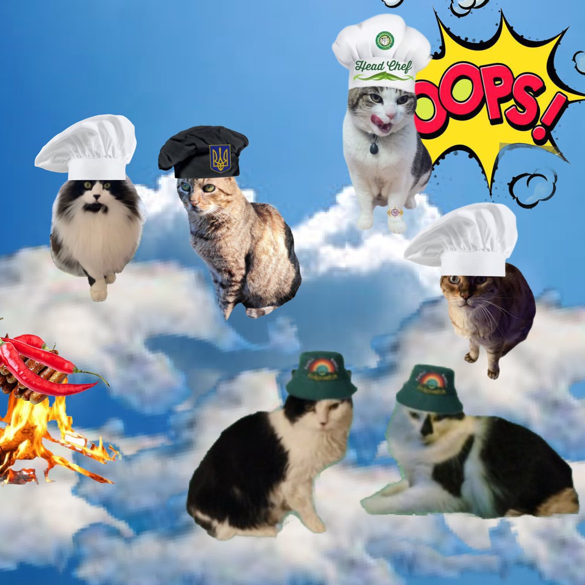 Dear #Hedgewatch HQ today we have special guests in our #HWKitchen Ella and Lilly <a href="/EllaLilyAJ/">🌈Ella&Lily🌈 and ☄️Emily&Luna☄️</a> <a href="/OutwoodsCat/">Aloysius O'Hare in memory of Angel Cilla 🌈</a> <a href="/km_caroline/">Luca, 🌈Angel Freddie and Caroline</a> <a href="/RC_EARL/">Earl</a> ah Anton these freshly burned, ah grilled sossiges seem to be very tasty today 🙀