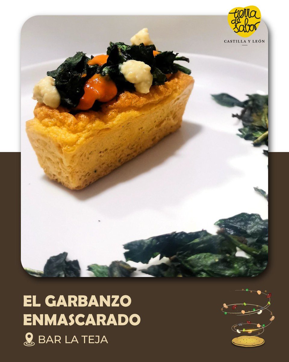 «El Garbanzo Enmascarado» de #EvaGaliano es un brioche de #GarbanzodePedrosilloIGP relleno de oreja de cerdo, hummus de garbanzo, salsa brava y chips de espinacas.
Lo puedes probar y puntuar en #barlateja #Valladolid

#desTAPAlasLEGUMBRES #legumbreslovetapas #pinchodelegumbres
