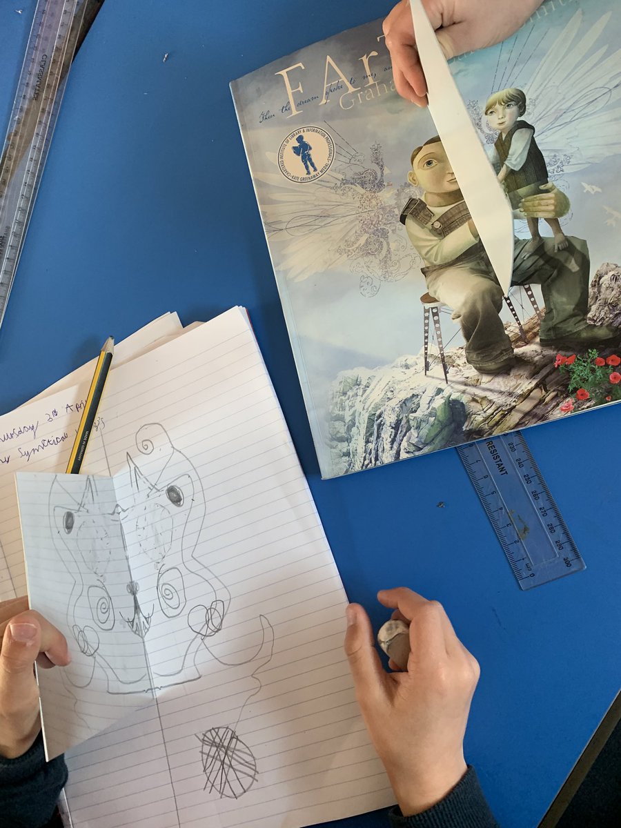 Hendrefoilan's tweet photo. Using inspiration from our novel ‘Farther’, the children chose to design their own symmetrical wings. #hdfpSO #hdfpNum #hdfpExA https://t.co/9uEUOP7UK9