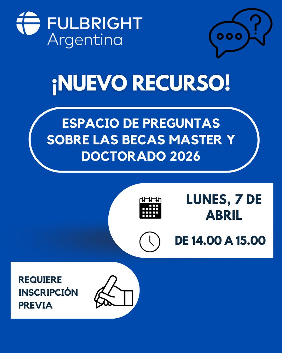¡Nuevo recurso para postulantes! Inscribite a una charla de zoom donde podrás aclarar dudas sobre las becas Master o Doctorado 2026: forms.gle/3cfzecdQHYgfTG…