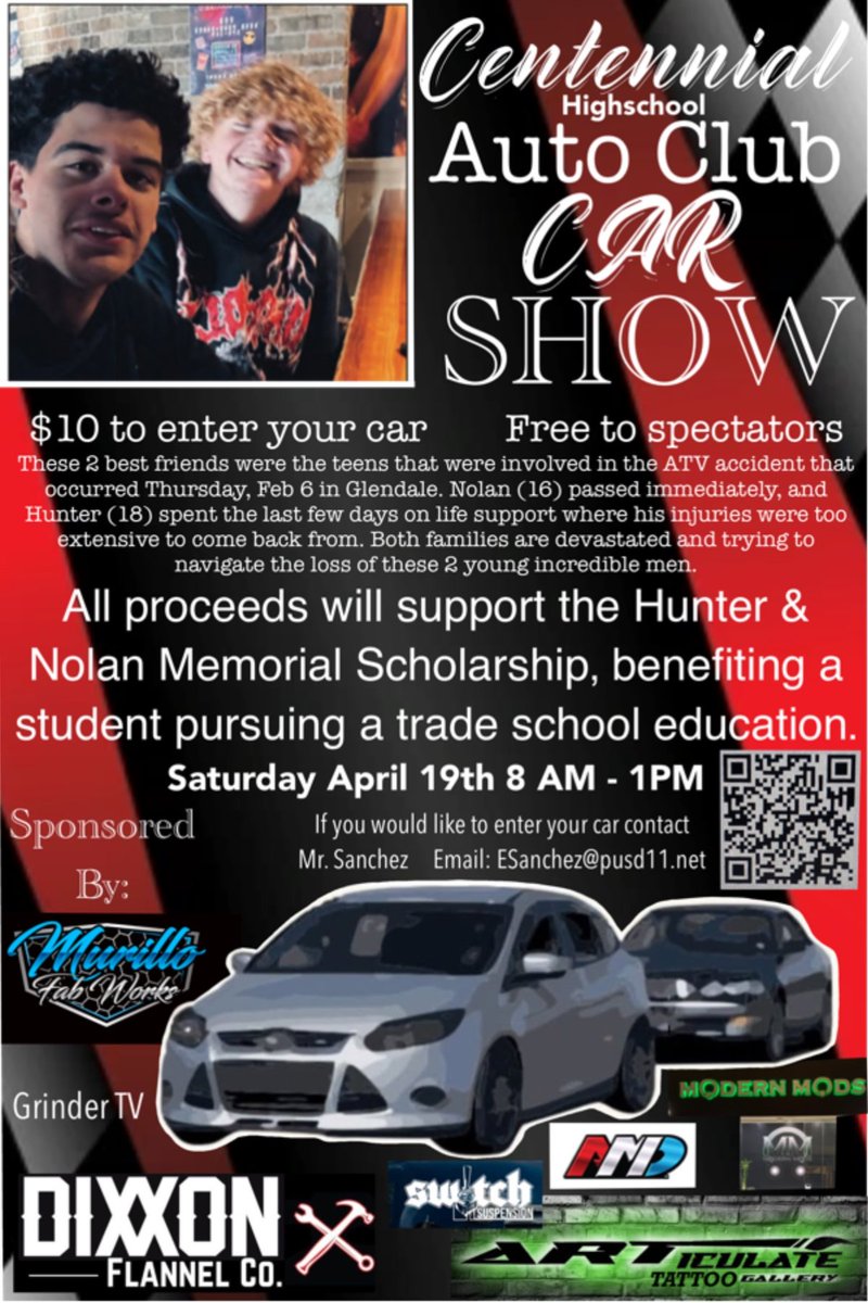 StevenL_az's tweet photo. Please bring your car or donate to this amazing cause help nolan and hunter continue to affect the community with their smiles by helping some hard worker fulfill their dream with a scholarship https://t.co/N5PIhlhcU5