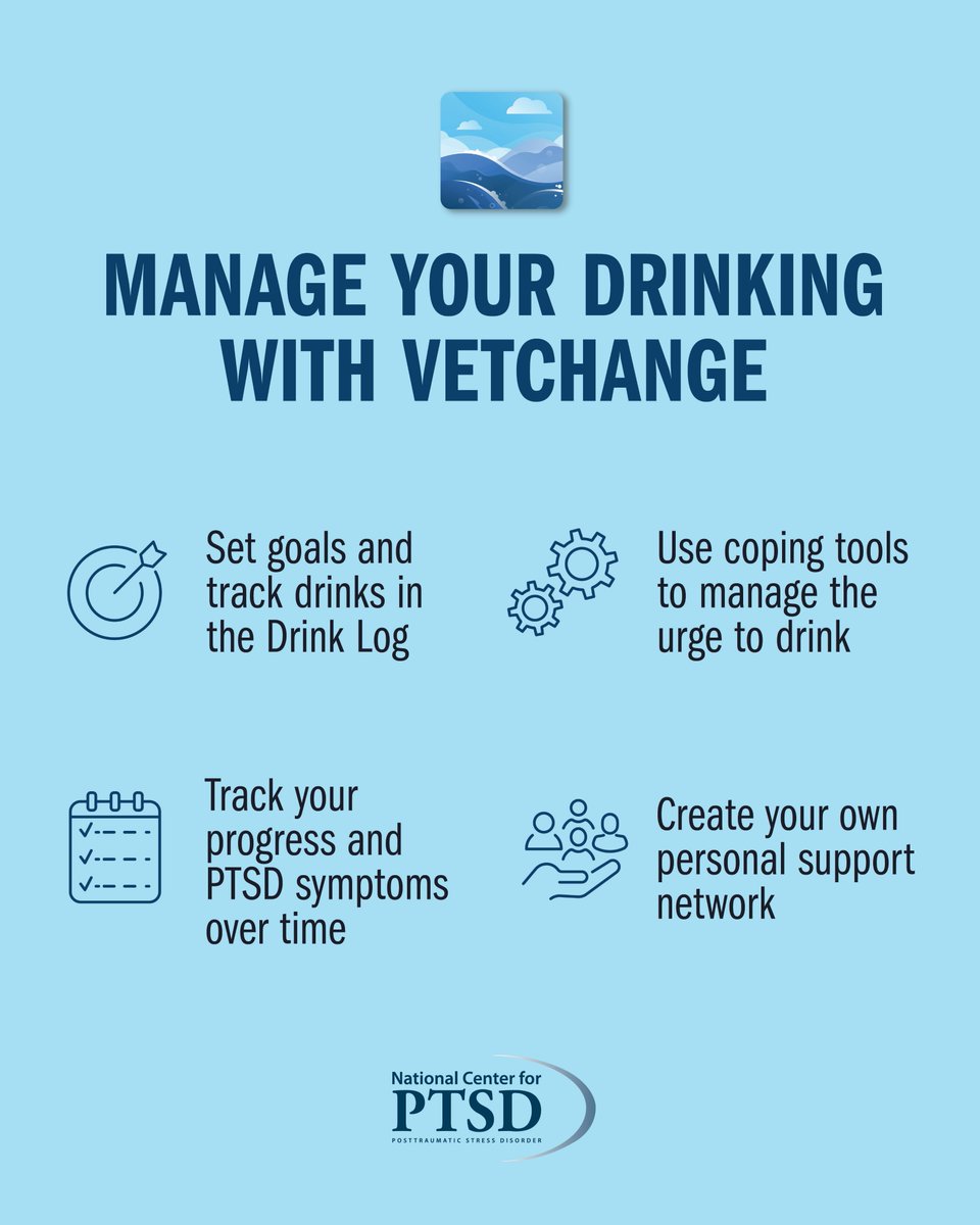 VA_PTSD_Info's tweet image. If you want to stop or cut back on problem drinking, VetChange can help. Download the app to get started: ptsd.va.gov/appvid/mobile/…

#substanceuse #managedrinking #alcoholsupport #PTSD
