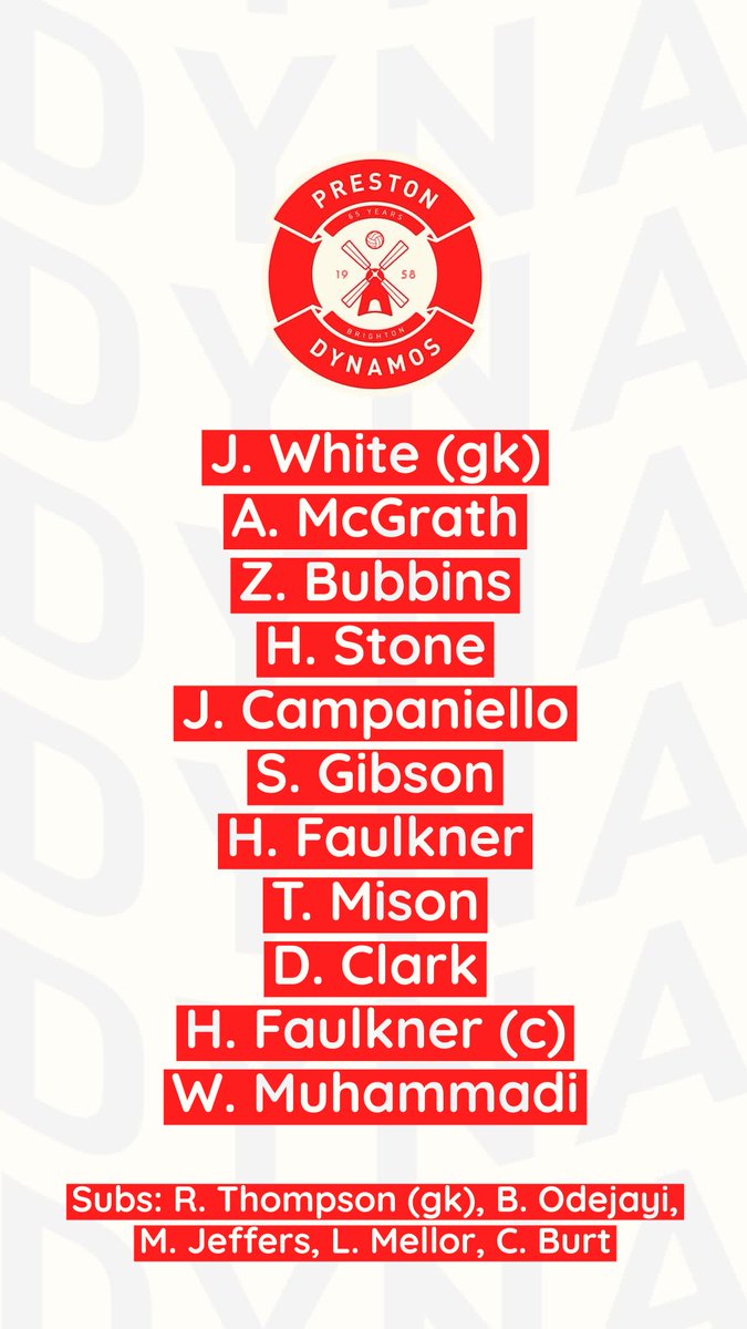 DynamosPreston's tweet photo. Here is how your Dynamos are lining up for tonight’s final!

#UpTheDynamos ⚪️🔴 https://t.co/UrX0TyinN7