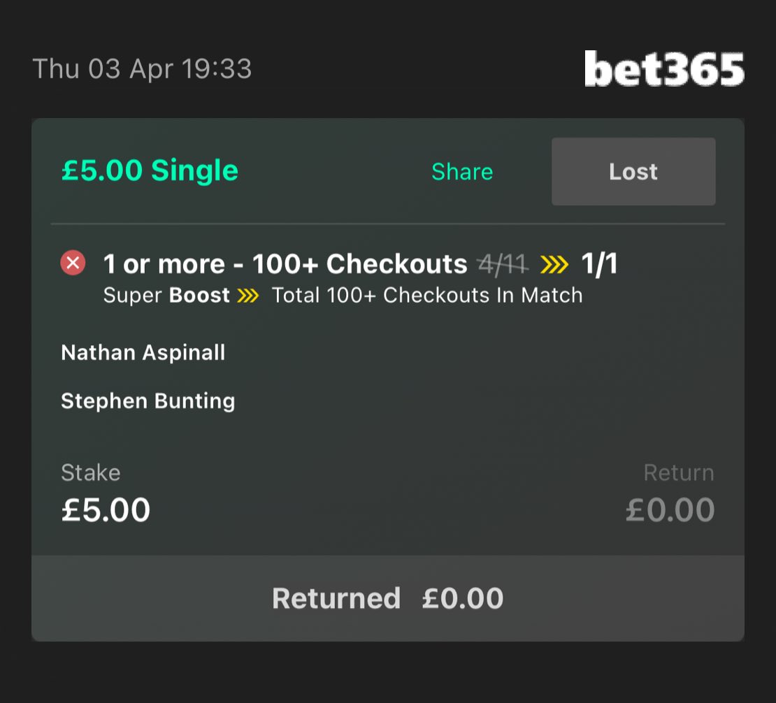 KnowTheyA2's tweet image. ⁦@bet365help⁩  Is a 9 darter not a 100+ checkout 🤔

Can Feed the kids dinner now thanks a lot
