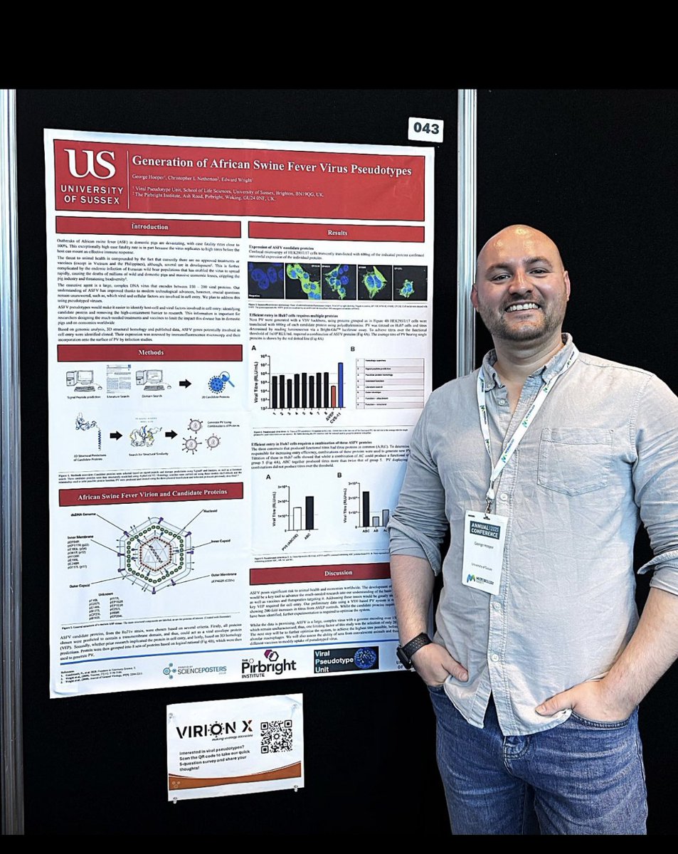 Biochemistry & Biomedicine @ University of Sussex (@biochembiomedus) on Twitter photo Congratulations double star <a href="/GL_Hooper/">George Hooper</a> from <a href="/ewrightlab/">Edward Wright</a> who presented both a poster AND a talk showcasing his research on a pan-lyssavirus vaccine and an African swine fever virus pseudotype at the annual <a href="/MicrobioSoc/">Microbiology Society</a> annual meeting in Liverpool this week. 👊 #microbio25 Congratulations double star <a href="/GL_Hooper/">George Hooper</a> from <a href="/ewrightlab/">Edward Wright</a> who presented both a poster AND a talk showcasing his research on a pan-lyssavirus vaccine and an African swine fever virus pseudotype at the annual <a href="/MicrobioSoc/">Microbiology Society</a> annual meeting in Liverpool this week. 👊 #microbio25