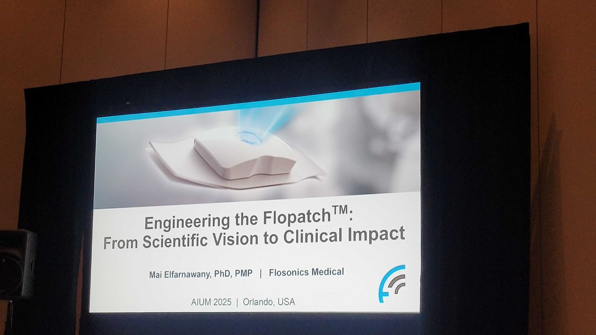FloPatch | Flosonics Medical (@flosonics) on Twitter photo Flosonics Medical at #AIUM2025 — From Vision to Impact
We were proud to take part in the <a href="/AIUMultrasound/">AIUM Ultrasound</a> Annual Convention, where our VP of Engineering, Mai Elfarnawany, presented “Engineering the FloPatch: From Scientific Vision to Clinical Impact.”
Mai shared the journey of Flosonics Medical at #AIUM2025 — From Vision to Impact
We were proud to take part in the <a href="/AIUMultrasound/">AIUM Ultrasound</a> Annual Convention, where our VP of Engineering, Mai Elfarnawany, presented “Engineering the FloPatch: From Scientific Vision to Clinical Impact.”
Mai shared the journey of