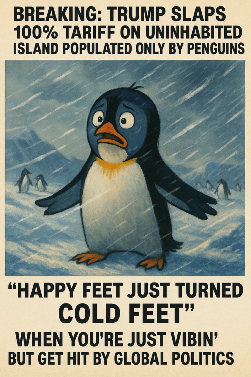 Bilcro's tweet photo. Loving the Trump tariff memes today! He even put a tariff on an island of penguins. That’ll put a stop to cheap imported pebbles and guano!  It’ll bring shitting jobs back to American birds! 🤪🦤💩

@keefmullin @cb_phil @Sav70 @antrim_man @duffycj @PaulOBrien10 @pcr123 @fennaldo https://t.co/zsBSPpGjLH