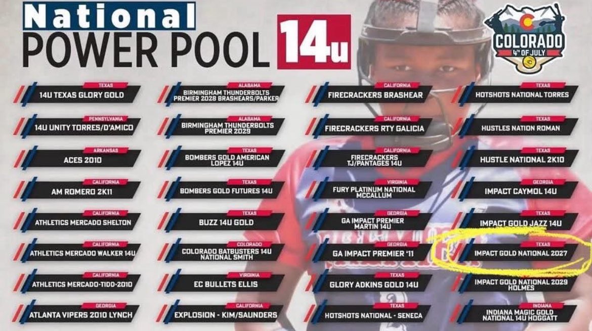 Keep an eye out for us in Colorado!! 👀👀 So proud to get the opportunity to play in the National Power pool with Impact Gold NTX National 14U (listed as Impact Gold National 2027) June 30 - July 6th be ready for tough competition!!  🔥🚨 #betheimpact #trusttheprocess #Powerpool