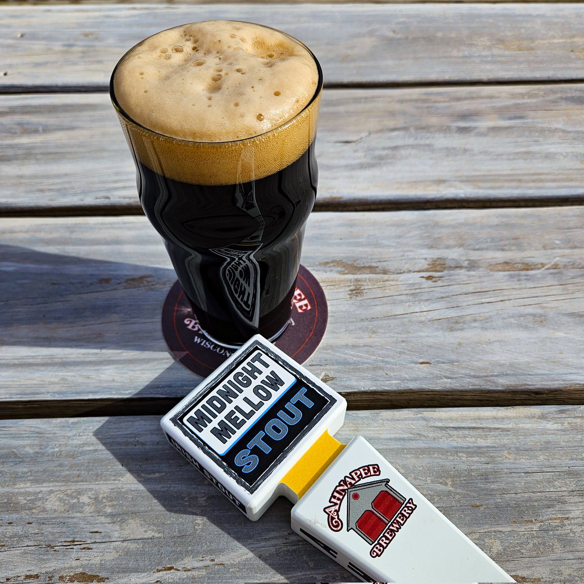 Our newest brew, Midnight Mellow is on tap in Suamico &amp; soon in Algoma! We brewed this light bodied Irish Stout with a blend of different dark barleys, which gives the impression of coffee without the addition of it.  Roasty, mellow &amp; smooth. #wibeer