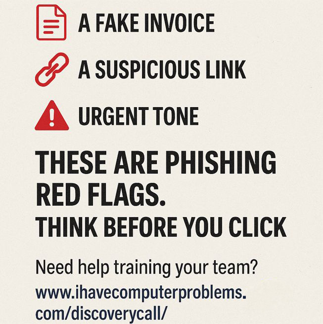 visionvcs's tweet photo. ⚠️ Would your team fall for this? A fake invoice. A sketchy link. A “click now” email. Phishing scams are designed to trick your people — and it only takes one mistake.  Book your free discovery call today: https://t.co/6wRBeK3J5w  
#CyberSecurityTraining #PhishingAwareness https://t.co/OduSrd5qkO