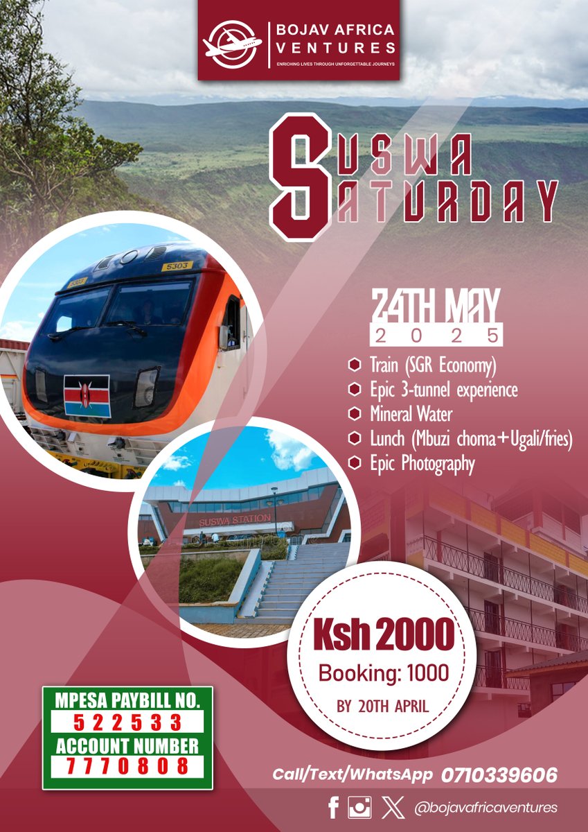 bojavafrica's tweet image. Ride through Nairobi national park 
View the Ngong hills and Mt.Longonot
3tunnel experience
Have the most tantalizing nyama choma 
Experience the beautiful ambiance of maa land. call/sms 0710339606