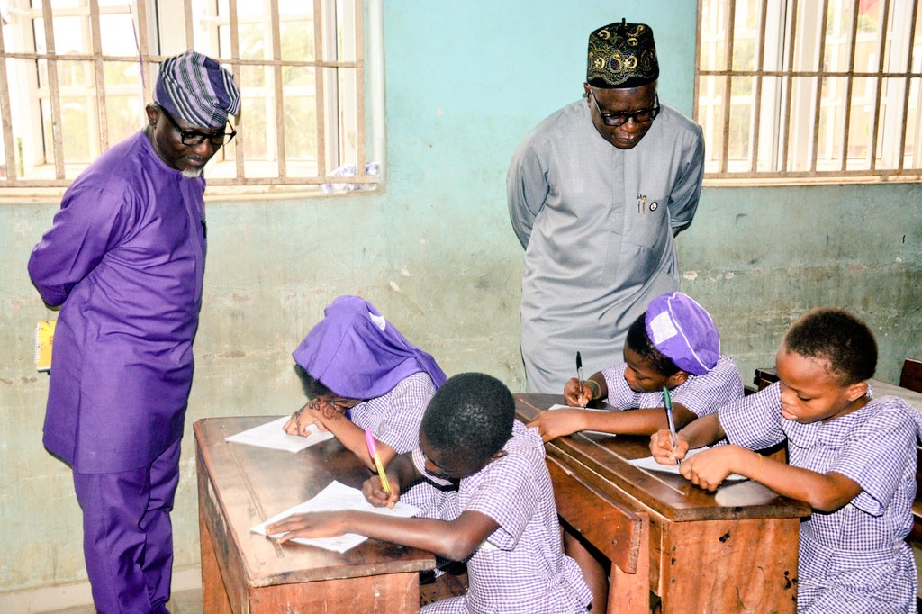 The Executive Chairman of the Lagos State Universal Basic Education Board, Dr. Hakeem Shittu with the Board Secretary, Mr. Hakeem Lamidi led the team of the Board on a monitoring exercise to assess the Unified Second Term Examination in Public Primary Schools across the State.