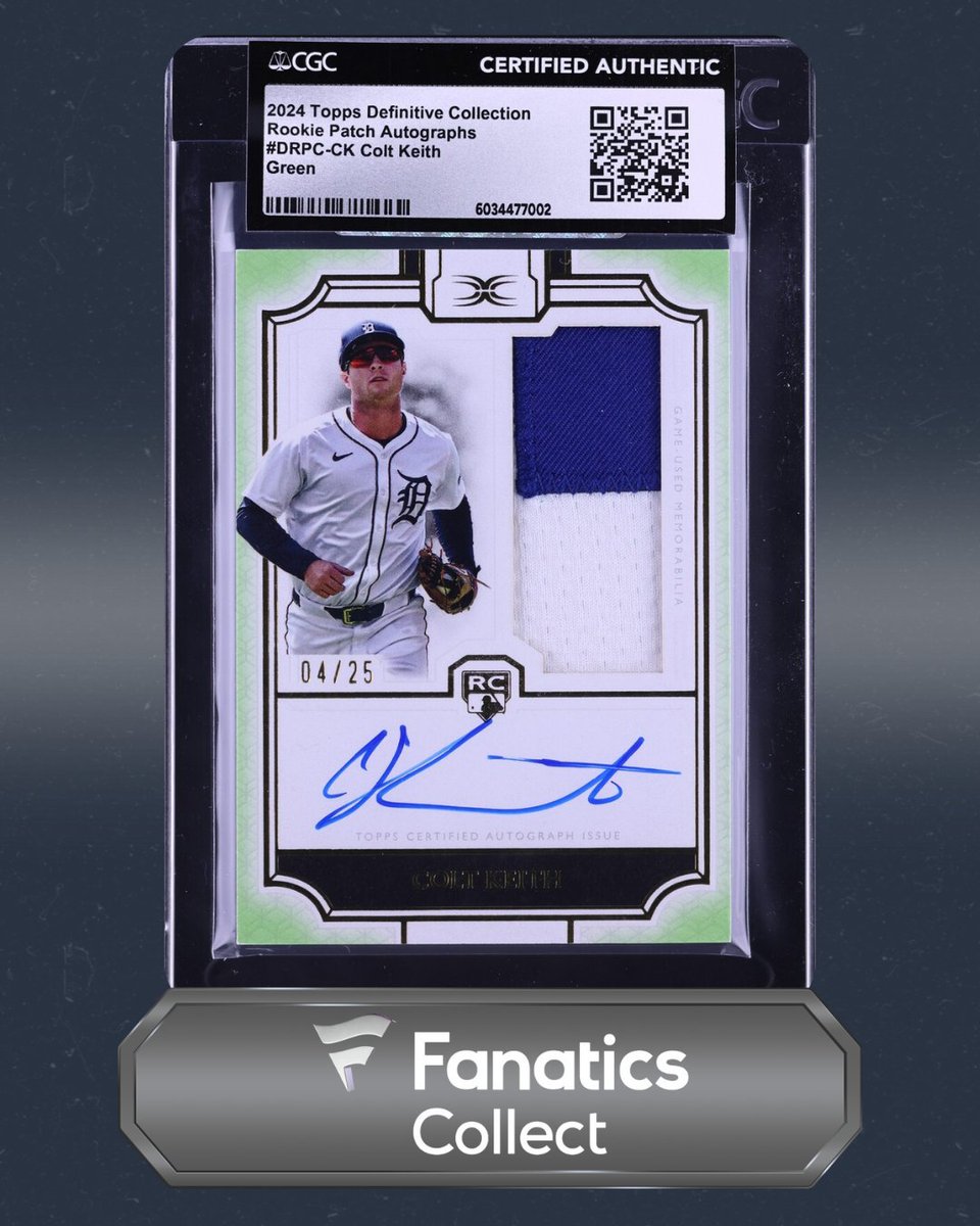 thelafleurboys's tweet image. 🔥 COLT KEITH GREEN ROOKIE PATCH AUTO /25 CGC AUTH! 🔥

#ColtKeith #Tigers #ToppsDefinitive #RookiePatchAuto #CGCAuth #MLB #BaseballCards #SportsCards