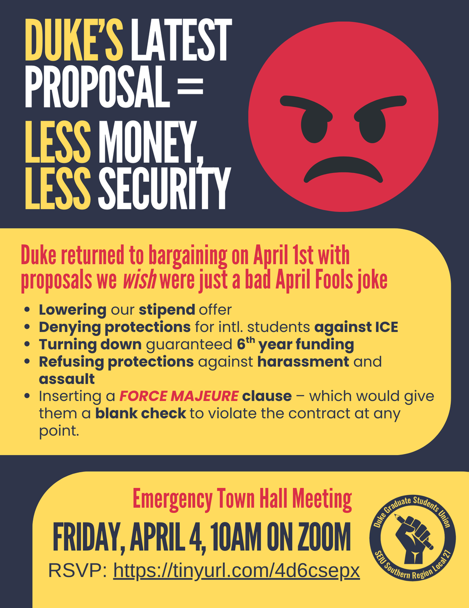 🚨 NOW is the time to organize for YOUR RIGHTS and YOUR CONTRACT. Join our town hall meeting tomorrow morning to talk strategy 🚨