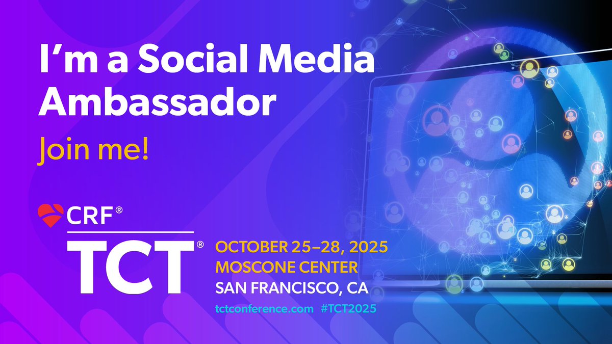 Carlos Espiche MD MEd (@espichecarlos) on Twitter photo Register today for #TCT2025! <a href="/crfheart/">Cardiovascular Research Foundation</a>
I am excited to share the new study results during TCT conference October 25-28, 2025 as a social media ambassador! <a href="/TCTConference/">TCT Conference</a> #Cardiology #cardiotwitter Register today for #TCT2025! <a href="/crfheart/">Cardiovascular Research Foundation</a>
I am excited to share the new study results during TCT conference October 25-28, 2025 as a social media ambassador! <a href="/TCTConference/">TCT Conference</a> #Cardiology #cardiotwitter