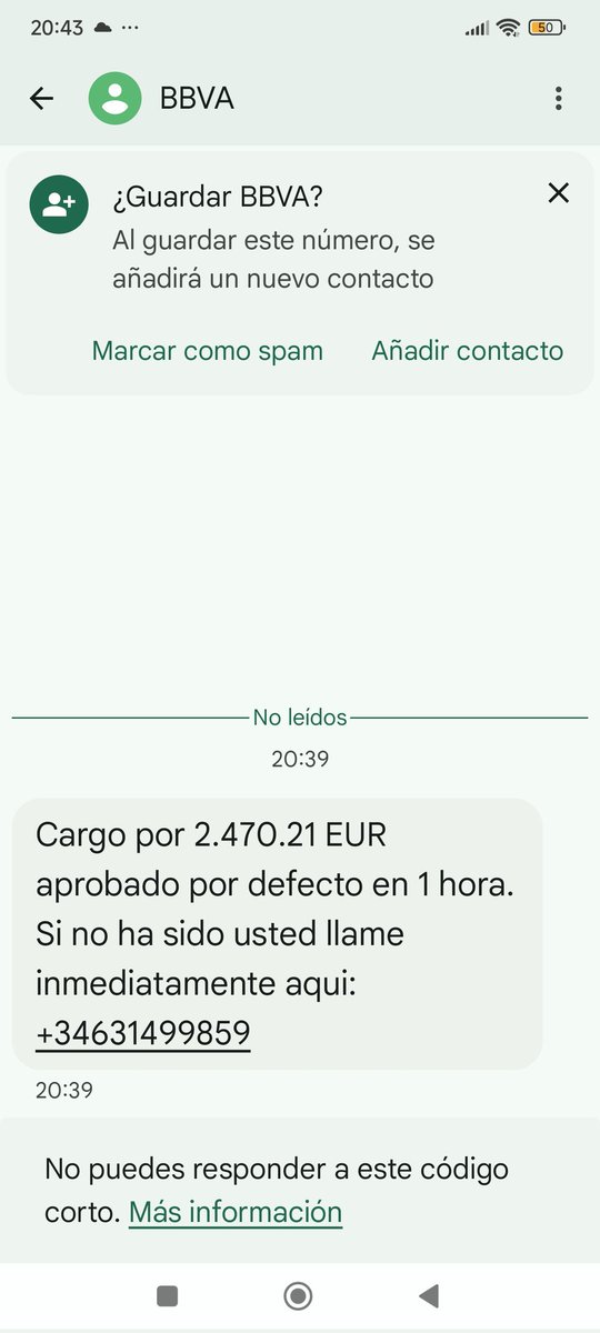 CapitainHarrock's tweet photo. @INCIBE Mensaje sms acabado de recibir: ¿nueva estafa? https://t.co/jtOO9bHACT