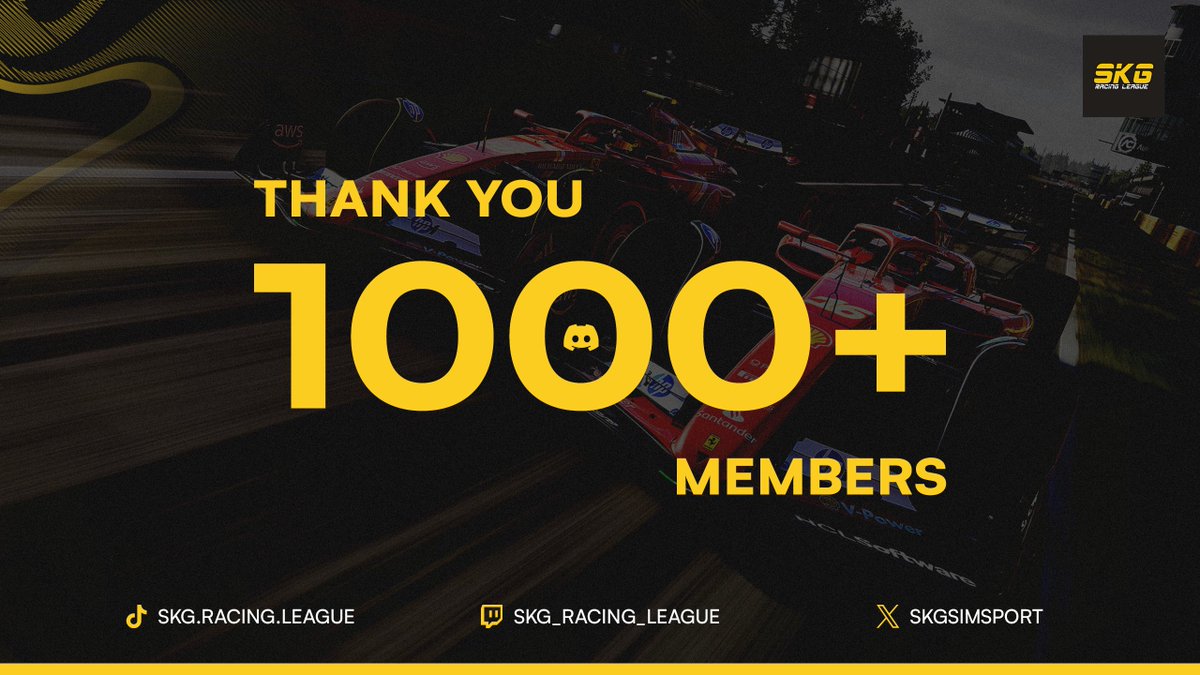 New Milestone 🏆

SKG Racing League has officially hit the 1000 member benchmark! We are very proud of this achievement and thankful to our staff and community who helped us achieve this! Lets keep pushing towards greater achievements! 🔥

#weareskg