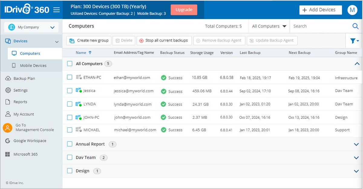 IDrive® 360 - Data protection for distributed endpoints + Microsoft Office 365 and Google Workspace Backup, managed entirely via web idrive360.com