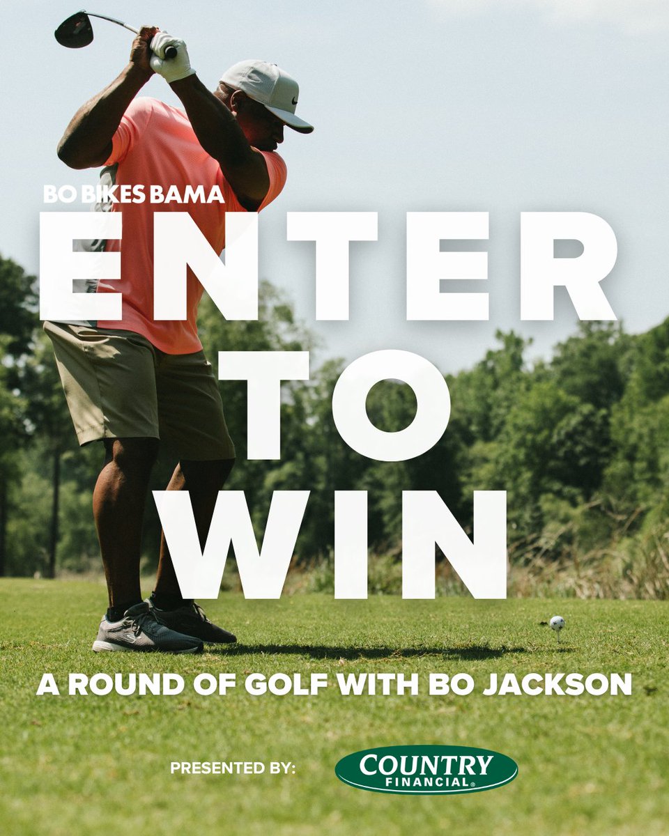 Bo Bikes Bama (@bobikesbama) on Twitter photo COUNTRY Financial® is giving YOU the chance to golf with <a href="/BoJackson/">Bo Jackson</a> on Thursday, May 1, in Auburn, AL! One winner, and up to three friends, will be chosen for a round of golf with the legend.🏌 Enter by noon CT on April 7th: bobikesbama.com/country-financ… COUNTRY Financial® is giving YOU the chance to golf with <a href="/BoJackson/">Bo Jackson</a> on Thursday, May 1, in Auburn, AL! One winner, and up to three friends, will be chosen for a round of golf with the legend.🏌 Enter by noon CT on April 7th: bobikesbama.com/country-financ…