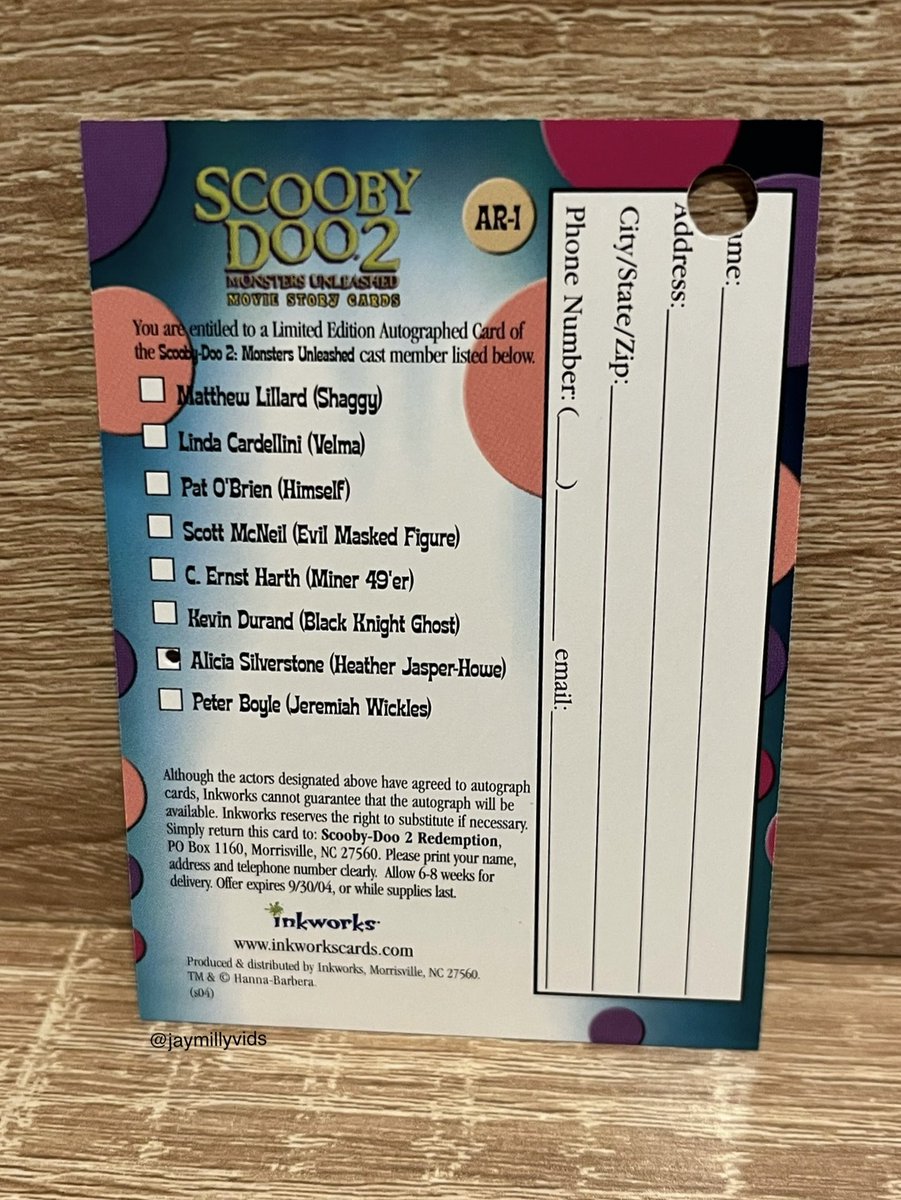 JayMillyVids's tweet photo. Scooby-Doo 2 Monsters Unleashed Movie Story Card - Autograph Redemption Card AR1 by Inkworks presented as part of our #TradingCardThursday #ScoobyDoo2 #ScoobyDoo #ScoobyDooMovie #ScoobyDooTheMovie #ScoobyDoo2 #ScoobyDoo2MonstersUnleashed #Scoob #MysteryInc #MatthewLillard #Shaggy https://t.co/OI05qwsm1a