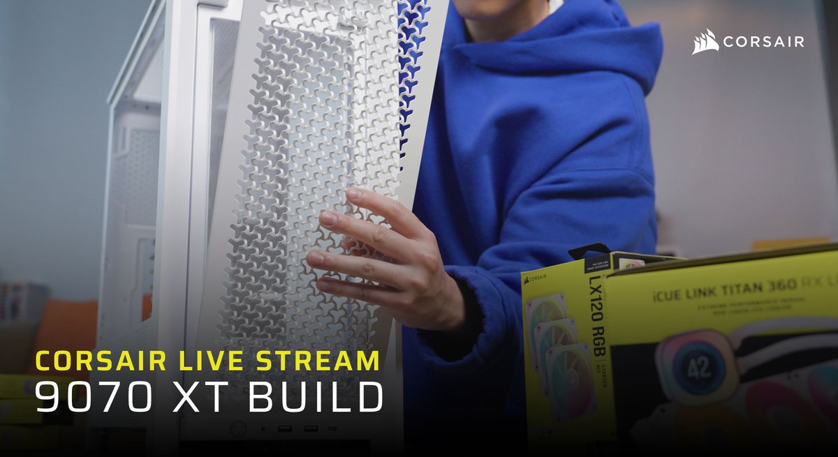 CORSAIR (@corsair) on Twitter photo Live now with a 9070 XT Build Stream!🪛
Watch <a href="/vineasandferb/">vince</a> and Albert build in our FRAME 4000D Case with some help from our friends over at <a href="/msiUSA/">MSI Gaming USA</a> and <a href="/SapphireTech/">SAPPHIRE Technology</a>! 💖
Join us for some chats, Q&As, and a sweet case giveaway🎁
🔴 LIVE at /CORSAIR Live now with a 9070 XT Build Stream!🪛
Watch <a href="/vineasandferb/">vince</a> and Albert build in our FRAME 4000D Case with some help from our friends over at <a href="/msiUSA/">MSI Gaming USA</a> and <a href="/SapphireTech/">SAPPHIRE Technology</a>! 💖
Join us for some chats, Q&As, and a sweet case giveaway🎁
🔴 LIVE at /CORSAIR