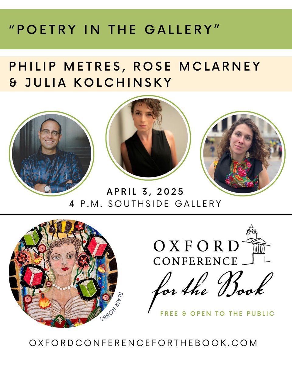 April is National Poetry Month, with 30 days of celebrating the joy, expressiveness &amp; pure delight of poetry. Join poets  <a href="/PhilipMetres/">Philip Metres فيليب أبورجيلي</a> <a href="/jkolchpoetry/">Dr. Mama (aka Julia Kolchinsky)</a> and Rose McLarney with <a href="/BethFennelly/">Beth Ann Fennelly</a> for “Poetry in the Gallery” at 4 p.m. at <a href="/SouthsideArt/">SouthsideArtGallery</a>