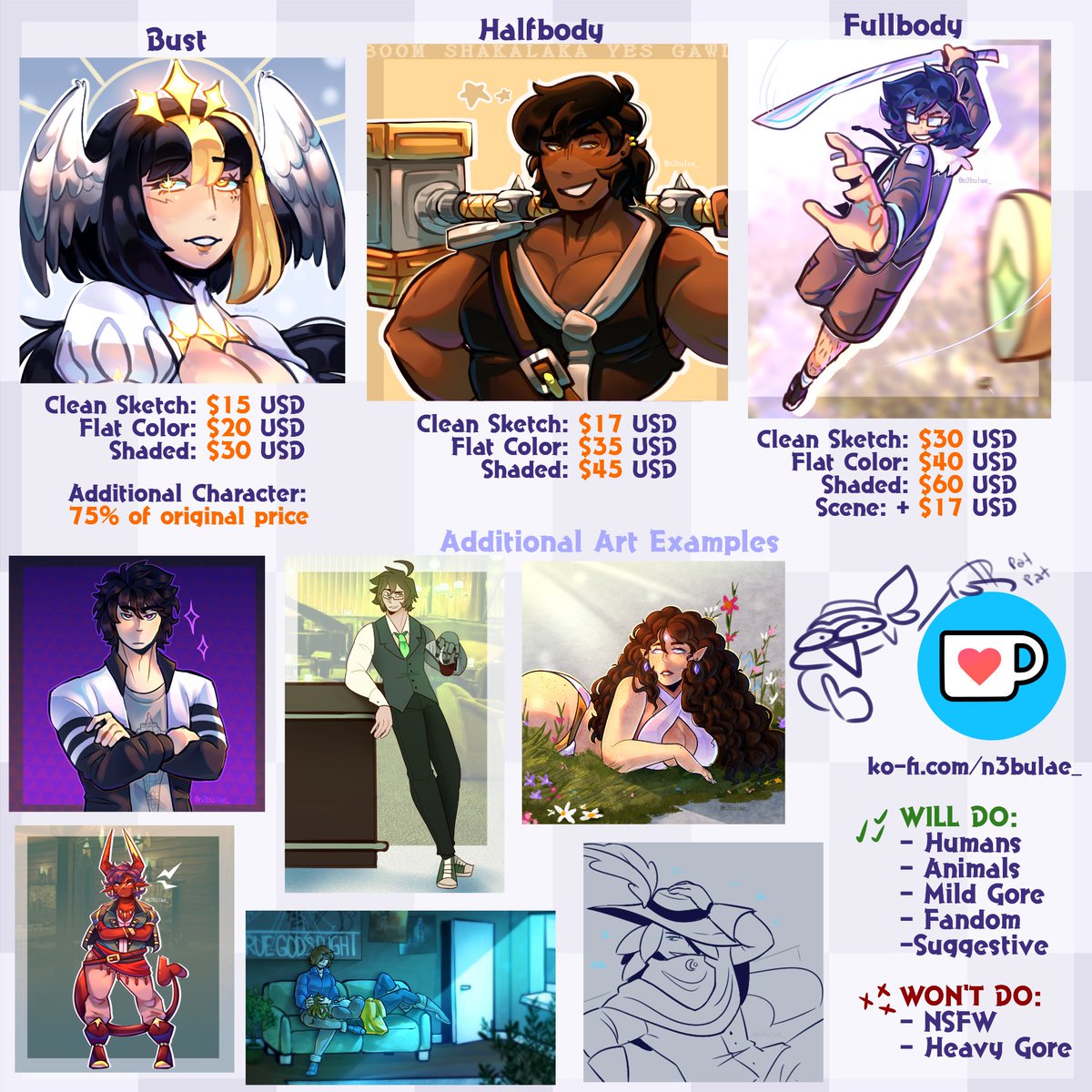 C❌MMISION UPDATE (LOWER PRICES !!!)

Oooohh cheaper neb comms you want to buy one oooohhh yeahhhhhh 
If not, RTs appreciated <33