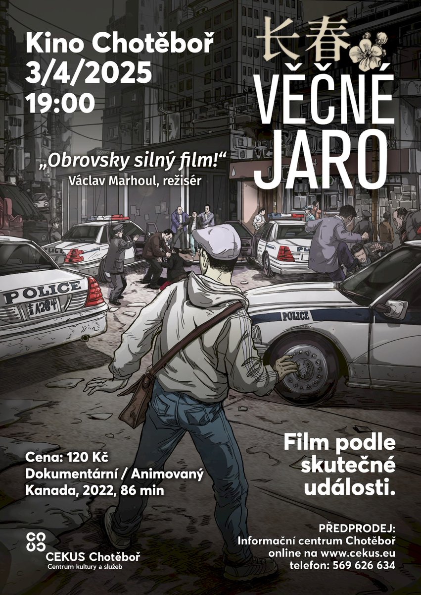 🇨🇿 Chotěboř! Don't miss the powerful and moving documentary "Eternal Spring" screening tonight at Kino Chotěboř at 7 PM! 🌸 Witness an incredible story of courage and resilience.

Get your tickets and learn more here: loom.ly/efHKnhY

#EternalSpring #KinoChotěboř