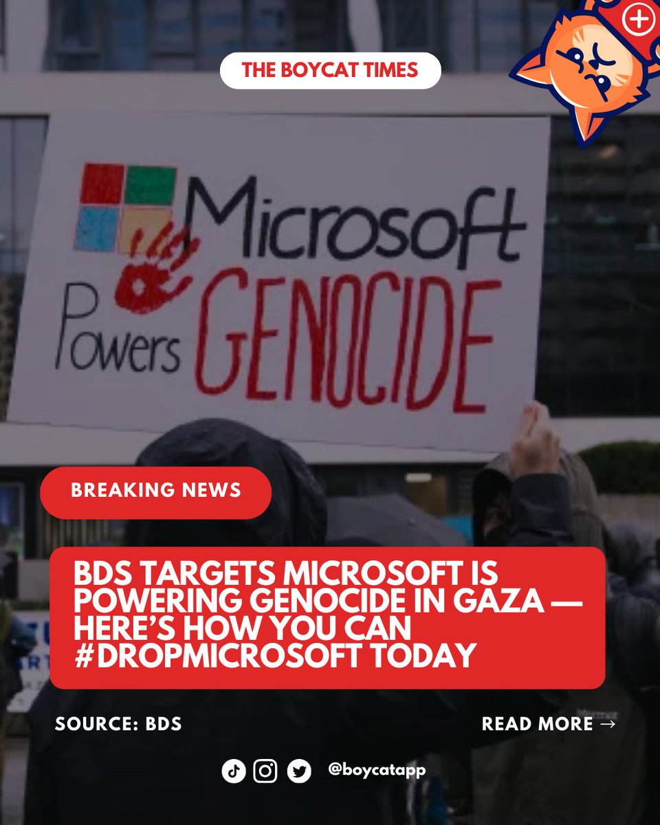 <a href="/Microsoft/">Microsoft</a> is now a priority <a href="/BDSmovement/">BDS movement</a> target for its role in powering Israel’s genocide in Gaza.

From AI to cloud to surveillance tech, Microsoft is everywhere in the apartheid war machine — and they’re profiting from it.

📲 Learn how to take action now ⬇️