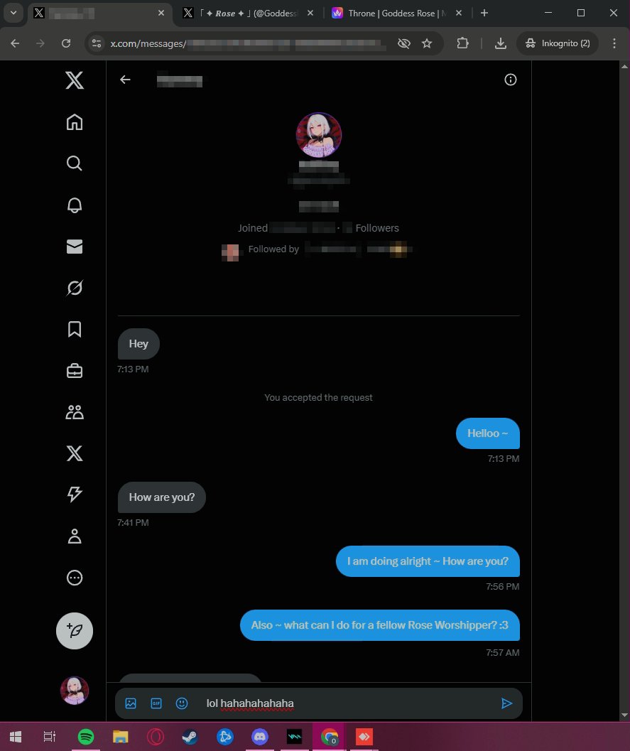 GoddessRoseOwO's tweet photo. 「 ✦ TECHDOM ✦ 」

i connected with this loser's PC only to discover a conversation between two of my BRANDED CATTLE.💖

they were mutually WORSHIPING my PERFECT body--how cute is that?💞

should i order them to start draining each other for me?❤️‍🔥 https://t.co/AYMiZtueVk