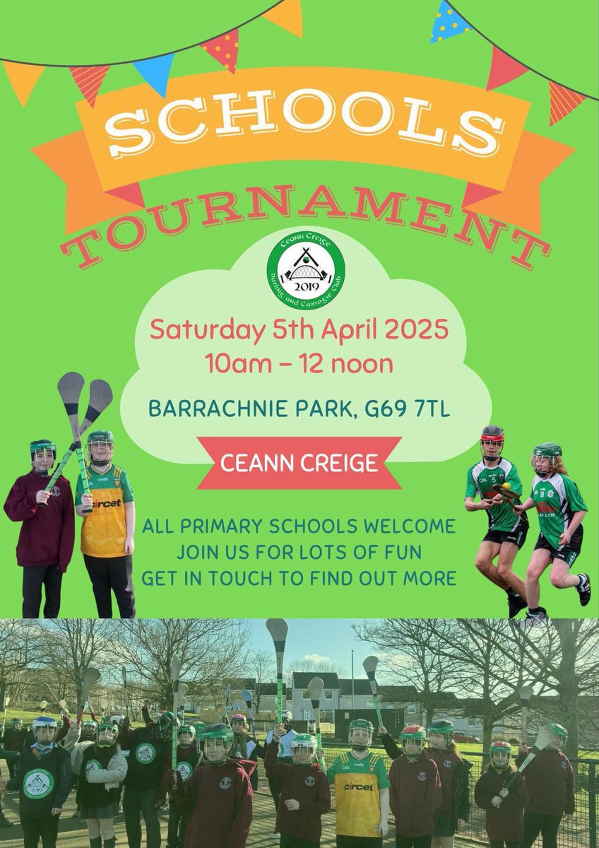 Ceann Creige Hurling and Camogie Club (@ceanncreigeclub) on Twitter photo If you want to try hurling come along on Saturday and join in the fun - all equipment provided <a href="/StTimothysPS/">St Timothy's</a> <a href="/StRoseOfLimaPS/">St Rose of Lima Primary</a> <a href="/Garrowhillps/">Garrowhill Primary ✏️</a> <a href="/StFoA_PEPASS/">St Francis of Assisi PEPASS</a> <a href="/ASGBannerman/">Kenny McAdam</a> <a href="/CcePatricks/">St Patricks CCE</a> If you want to try hurling come along on Saturday and join in the fun - all equipment provided <a href="/StTimothysPS/">St Timothy's</a> <a href="/StRoseOfLimaPS/">St Rose of Lima Primary</a> <a href="/Garrowhillps/">Garrowhill Primary ✏️</a> <a href="/StFoA_PEPASS/">St Francis of Assisi PEPASS</a> <a href="/ASGBannerman/">Kenny McAdam</a> <a href="/CcePatricks/">St Patricks CCE</a>
