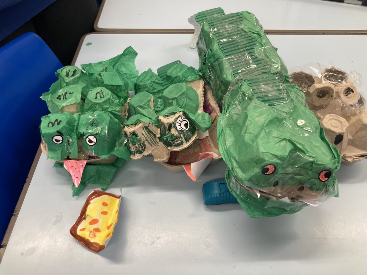 #stilltydyr3 finished off reading #krindlekrax by Philip Ridley by junk modelling their own Krindlekrax.