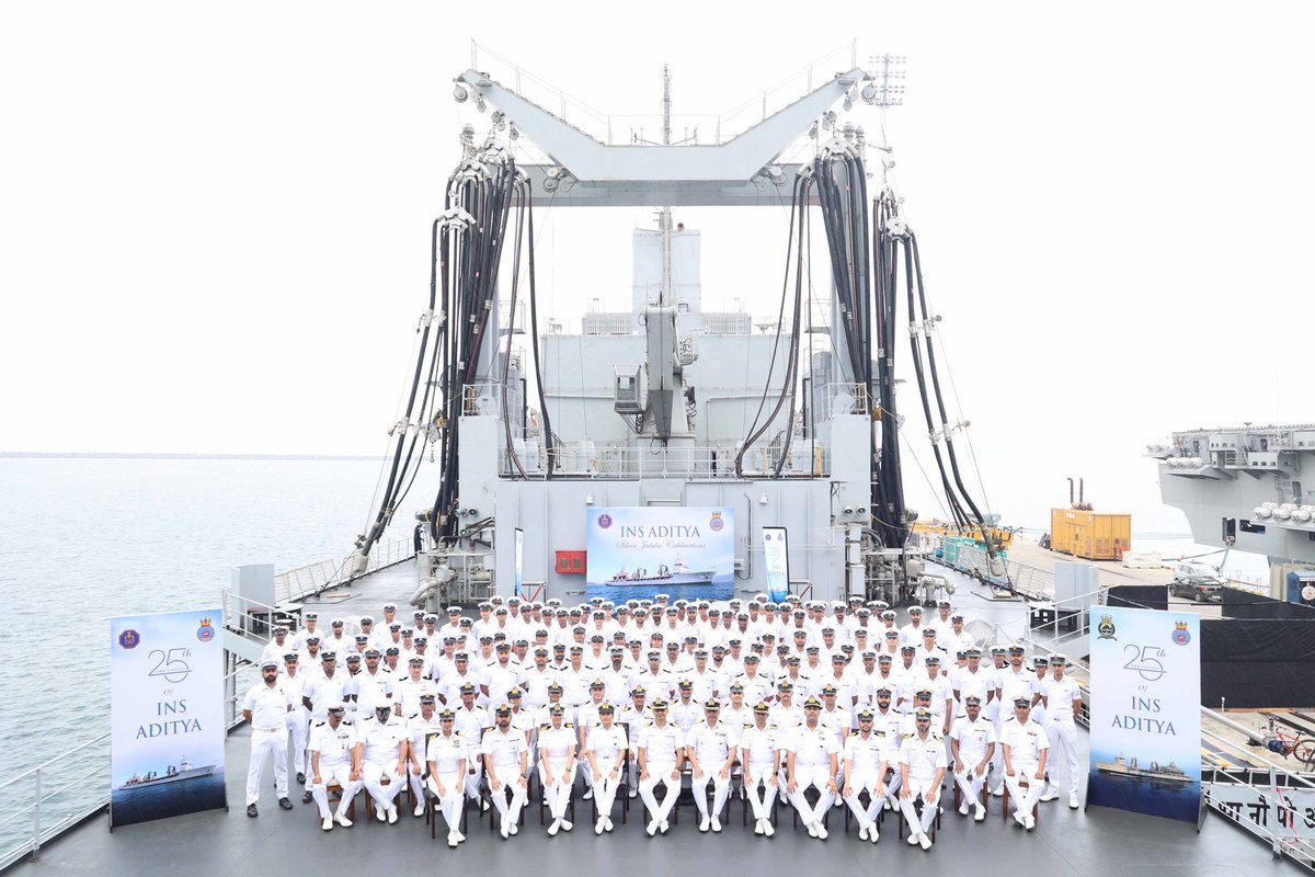 IN_WesternFleet's tweet photo. #INSAditya, the Fleet Support Ship of the #SwordArm celebrates 25 years of glorious service to the nation. Embodying it's motto, she is always there to #PowerThePunch through Sustenance for #VictoryandBeyond
@indiannavy
@IN_WNC
@DefPROMumbai https://t.co/PCSHv0rDLO