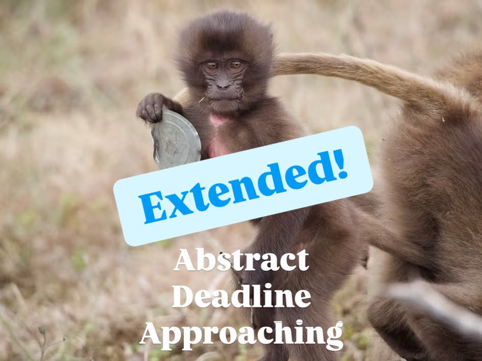 ‼️This just in from the BOD

For ASP 2025 Chicago, Illinois September 17-20th 🦧

We have extended the deadline for abstract submissions to Friday, April 11th (as well as early-bird registration!) 🐵🙊 

#primatology #aspvoice #ASPxMPIG #Chicago