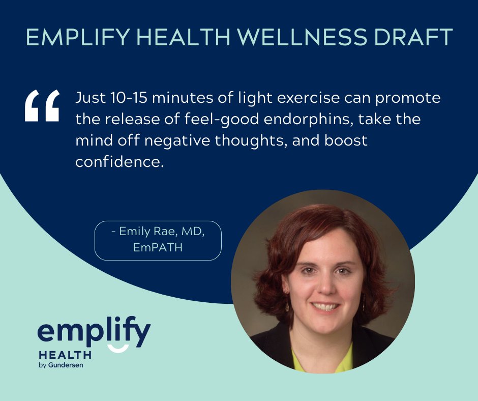 🌟Wellness Draft Pick of the Day🌟
Today's health tip comes from Dr. Emily Rae, who focuses on the power of exercise to help people recover from anxiety and depression. 

Check out everything Dr. Rae had to say here! ⬇️
ow.ly/W8un50VtjL4