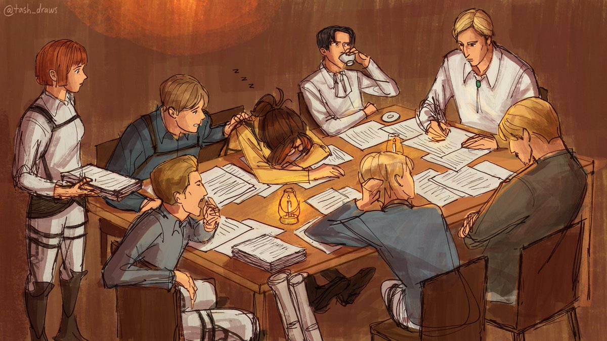 it's past midnight and all their paperwork is due tomorrow
#AttackOnTitan #aot #進撃の巨人