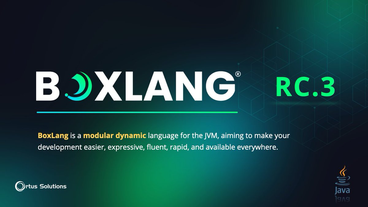 ortussolutions's tweet image. BoxLang Release Candidate 3 is Here!🚀
We're getting closer to our stable release! 🎉 BoxLang 1.0.0-RC.3 delivers major performance enhancements, 100+ bug fixes, and improvements, making it our most powerful release yet. 🔗 Check out the full release notes at:…